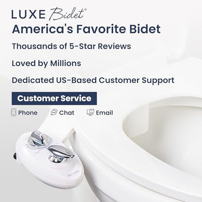 LUXE Bidet NEO 180 - Non-Electric Bidet Attachment for Toilet Seat, White | Dual Nozzle, Self-Cleaning, Adjustable Water Pressure, Rear & Feminine Wash, with Lever Control - color: White