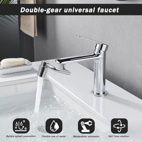 Universal Faucets, 360 Rotatable U Shaped Faucet Extender 2 Modes Adjustable Faucet Aerator Head Replacement for Bathroom Kitchen