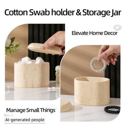 Bathroom Accessories Set, Travertine Stone Look, 5 PCS, Yellow | Modern, Bathroom Set with 13.53 OZ Soap Dispenser, Toothbrush Holder, Tumbler, Vanity Tray, Cotton Swab Jar for Countertop - color: Yellow 5 Pcs