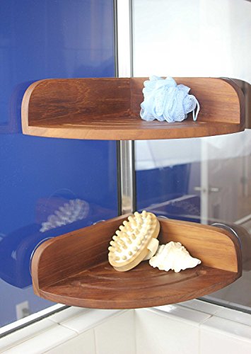 AquaTeak The Original Kai Corner Teak Shower Shelf | Durable, Water-Resistant Teak Construction, Indoor & Outdoor Use