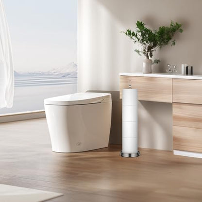ROLABAM Heavy Weighted Toilet Paper Holder (with Reserve Function) Free Standing Toilet Paper Storage，Spare Toilet Paper Roll Holder Storage Stand for Bathroom Total Height 22.5" ，Brushed Nickel - color: Brushed Nickel