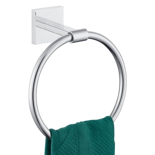 KOKOSIRI Hand Towel Ring Chrome Towel Holders Shower Towel Hanger Bathroom Lavatory Hardware Polished Stainless Steel Wall Mounted, B3010CH - color: Polished Chrome