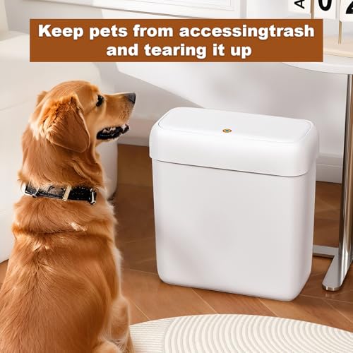 funest 2 Pack Bathroom Trash Can with Lid, 3 Gal/12 L & 2.7 Gal/10L Garbage Can with Pop-Up Lid, Small Spaces Plastic Trash Can, Slim Trash Bin Waste Basket for Bathroom,Rv, Office, White - size: 2 Pack (3 Gallon + 2.7 Gallon)