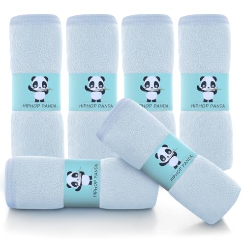 HIPHOP PANDA Ultra Soft Baby Washcloths, 2-Layer Absorbent Wash Cloths | Reusable Newborn Wipes for Delicate Skin | Rayon Made from Bamboo Towel for Bath Face Body | Registry Ready | 6 Pack Blue - color: Blue, size: 10x10 Inch - 6 Pack