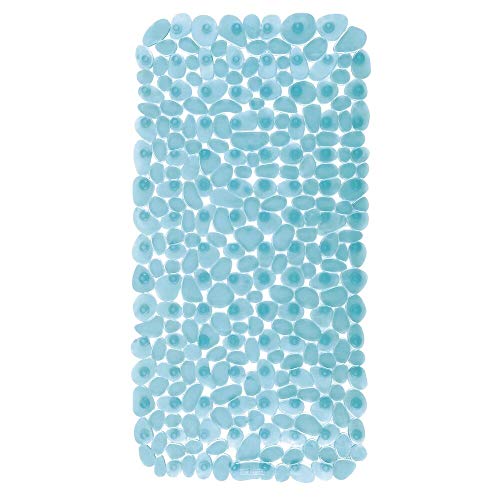 iDesign Pebblz Suction Non-Slip Bath Mat, Blue, Set of 1 | For Shower Bathtub and Stall - color: Blue