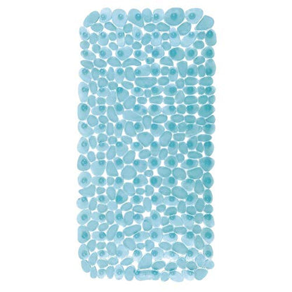 iDesign Pebblz Suction Non-Slip Bath Mat, Blue, Set of 1 | For Shower Bathtub and Stall - color: Blue
