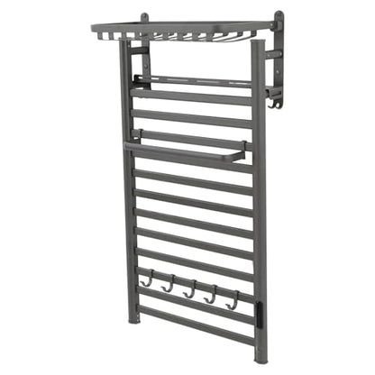 Electric Towel Warmer Rack, 12-Bar Wall Mounted Heated Towel Rack with Smart Touch Screen & Timer, IPX4 Waterproof Aluminum for Bathroom, Plug-in/Hardwired, Grey