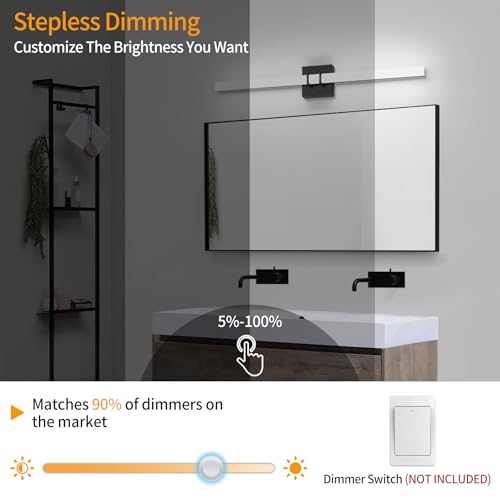 Modern Black Vanity Light Bar 32 Inch, 24W 5CCT Dimmable Bathroom Light Fixtures LED Wall Lighting Fixture - color: Black, size: 32 inch