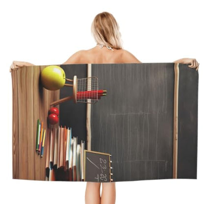 Teacher Classroom Chalkboard Bath Towel Super Absorbent Beach Towels Microfiber Bathroom Towel 32 x 52 Inch - color: Teacher Classroom Chalkboard