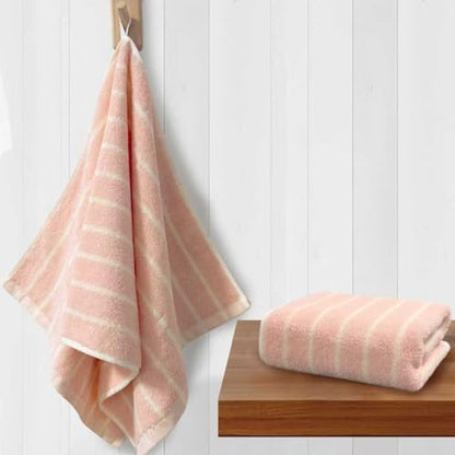VOOVA & MOVAS Pink Kitchen Hand Towels 2 Pack, 100% Cotton, 13x28 in | Great for Kitchen & Household Use, Hanging Loop, 420GSM, Ultra Absorbent, Soft & Durable, Pink Ground Beige Stripe - color: Pink Ground