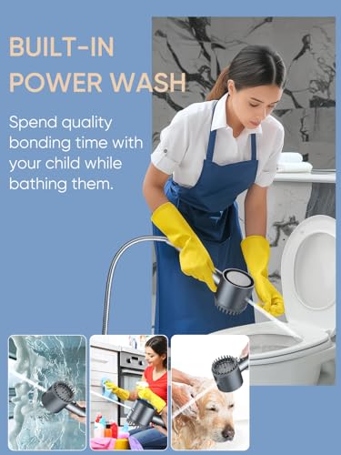Cobbe Filtered Shower Head with Handheld, 4+1 Spray Mode Showerhead with Filters, Built-in Power Wash for Hard Water - Remove Chlorine - Reduces Dry Itchy Skin, Matte Gray