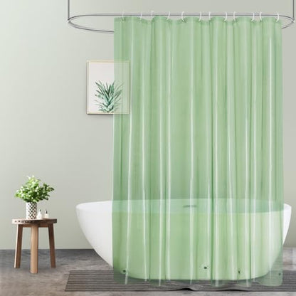 UFRIDAY Sage Green Clear Shower Curtain Liner, 72 x 78 inches, Long Plastic Bathroom Shower Curtain with Rustproof Metal Grommets and 5 Weighted Magnets - color: Green Clear, size: 72"W x 78"L (Pack of 1)