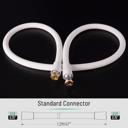 Shower Hose SHORT, Ultra-Soft Silicone Shower Hose Replacement, Anti-Kink Designed Handheld Shower Head Hose Extension with Brass Insert and Nut, 39 Inches, White - color: White, size: 39 Inches