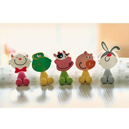 Wall Mounted Duty Suction Cup Toothbrush Holder Hooks Set for Mounting on Smooth Wall in Shower, Bathroom, Garage, Office,Perfect for Motivating Your Children to Brush Their Teeth (5 Small Animals)