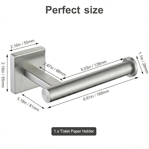 Wall-Mount Toilet Paper Holder, Open Arm, Brushed Nickel | SUS304 stainless steel, screw mount, fits standard, large and mega rolls, concealed caps, mounting hardware included - color: Brushed Nickel