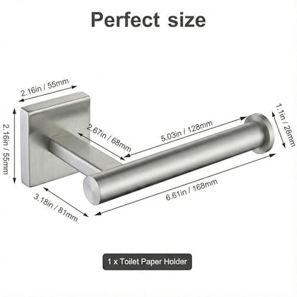 Wall-Mount Toilet Paper Holder, Open Arm, Brushed Nickel | SUS304 stainless steel, screw mount, fits standard, large and mega rolls, concealed caps, mounting hardware included - color: Brushed Nickel