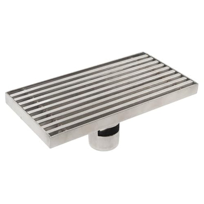 304 Stainless Steel Linear Shower Drain 8 Inch Long 20x10 cm Rectangular Floor Grate for 50 mm Pipe Middle Outlet (Middle Drain) - size: Middle Drain