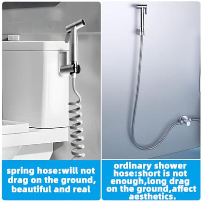 Handheld Bidet Sprayer for Toilet Kit,Stainless Steel Muslim Shower Toilet Bidet Faucets Attachment Set with T-Valve,Adjustable Water Pressure,Toilet Hose Sprayer,Cloth Diaper Spraye for Baby Wash - color: Silver set