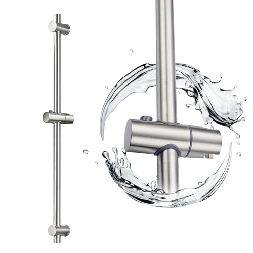 31.5 Inch Shower Slide Bar Wall Mount – Brushed Nickel Shower Sliding Bar with Adjustable Shower Head Holder – Detachable Shower Head Slide Bar for Bathroom