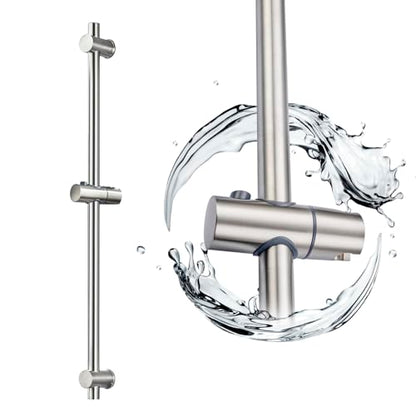 31.5 Inch Shower Slide Bar Wall Mount – Brushed Nickel Shower Sliding Bar with Adjustable Shower Head Holder – Detachable Shower Head Slide Bar for Bathroom