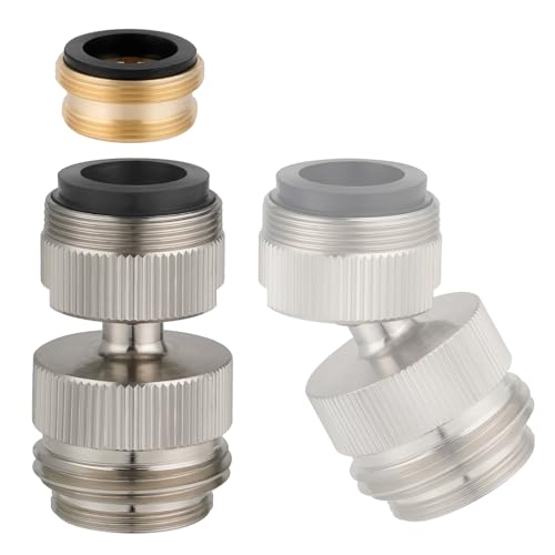 Hibbent Faucet Adapter Kit, Swivel Aerator Adapter to Connect Garden Hose - Multi-Thread Kitchen Sink Faucet to Garden Hose Adapter 3/4 Inch - Brushed Nickel - color: Brushed Nickel, style: Swivel Garden Hose Adapter