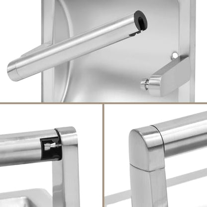 Recessed Toilet Paper Holder for Rolls, Pivoting Stainless Steel in Wall Toilet Paper Holder, Wall Mounted Bathroom Tissue Roll Dispenser with Modern Brushed Nickel Finish - color: Recessed Brushed Nickel