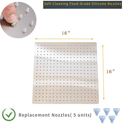 16" Rain Shower Head High Pressure Rainfall Shower Head Brushed Nickel | Square Rain Bathroom Showerhead, High Flow, Large Stainless Steel, Ceiling Mounted, Wall Mounted, Waterfall Full Body - color: Brushed Nickel, size: 16 Inch