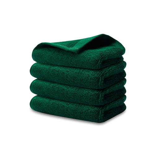 Fingertip Hand Towel | Absorbent |11x18 | Terry Velour Premium Washcloths, Bathroom use, 100% Cotton, Face, fingertip, Soft, Guest Towels (Pack of 4) (4, Green) - color: Green