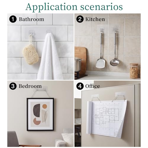 cobee 8Pcs Shower Caddy Adhesive, Shower Caddy Hooks, Showers Caddies Adhe sive Replacement Showering Shelf Adhesive, Show ers Caddies Hanger No Drilling Showers Kitchen Accessories