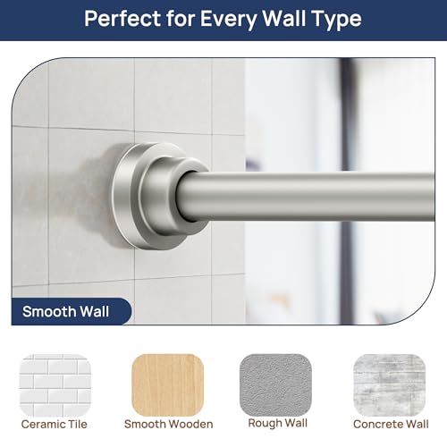 ENJOYBASICS 2 Pack Tension Curtain Rod, 32-66" Adjustable, Stable, Nickel | Secure Hold with Strong Spring & Non-Slip Ends, No-Drill, No Tools, Sag-Resistant, Waterproof, Fits Windows, Showers & Closet - color: Nickel, size: 32-66"