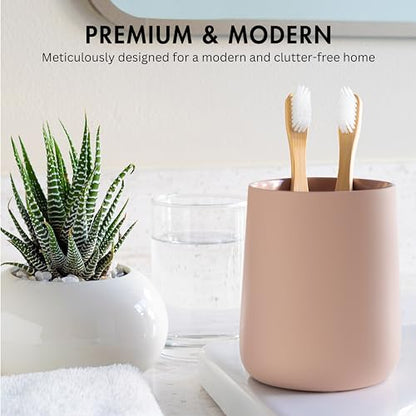 Yew Design Matte Pink Bathroom Toothbrush Holder Cup - Round - color: Round Matte Dusty Pink/Mauve