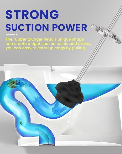 Dowry Toilet Plunger with Holder for Bathroom Silver | Hidden Toilet Bowl Cleaners Long Handle with Cover Powerful Force Suction Cup Heavy Duty Deep Cleaning - color: Silver