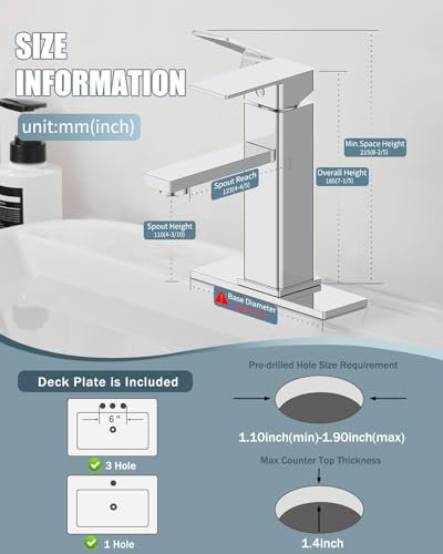 Bathroom Faucet-2 Sets, Bathroom Sink Faucets with Pop-up Drain and Deck Plate, Stainless Steel Faucets for Sink 3 Hole, Single Handle Vanity Faucet for Vessel, Chrome - color: 3.Chrome Polished, style: Short*2