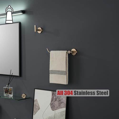 JQK Hand Towel Bar, Champagne Bronze Stainless Steel Towel Ring Holder for Bathroom, 9 Inch Wall Mount Left Hand, TR101-CB - color: Champagne Bronze, size: 9 Inch (Left)