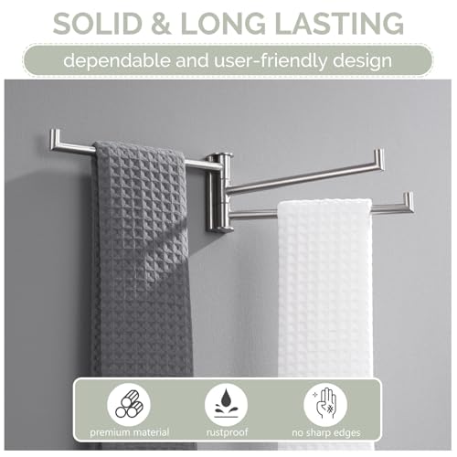 Angle Simple Swivel Hand Towel Holder 3 Bars, Brushed Nickel, 9.84" | SUS304 Stainless Steel Bathroom Kitchen Towel Rack Hanger, Fold Flat to the Wall, Screws Mount - color: Brushed Nickel