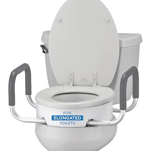 NOVA Raised Toilet Seat with Handles for Seniors – Elongated Toilet Riser with Safety Grab Bars, Elevated Toilet Seat for Elderly, Disabled & Post-Surgery Support - Elongated Toilet - style: Elongated
