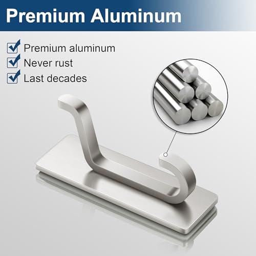 pickpiff 13LB Strong Stick-on Hooks for Coat & Towel, Brushed Nickel 6 Pack - color: Brushed Nickel, size: 6 Pack