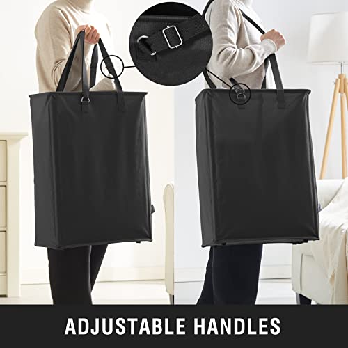 45L Slim Laundry Hamper with Adjustable Long Handles & Mesh Top, Black 2PCS | Small Laundry Baskets with Mesh Top, Narrow Dirty Clothes Hamper for Bedroom, Closet, and Bathroom - color: Black, size: 45L X 2