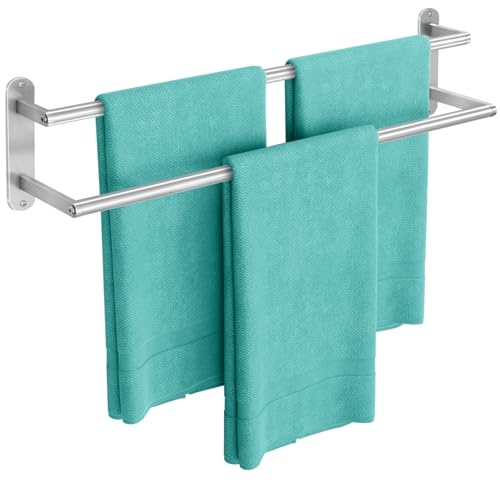 Towel Rack for Bathroom, Double Towel Bar 24Inch, Stainless Steel Bathroom Towel Holder, Double Towel Hanger Wall Mounted Towel Rod, Bathroom Towel Rack(Brushed Nickel) - size: 24 Inch