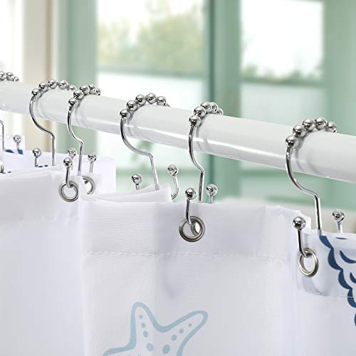Shower Curtain Hooks, Goowin Shower Curtain Rings, Stainless Steel Shower Curtain Hooks Rust Proof Free Sliding Double Shower Hooks for Curtain, Shower Curtains & Liners (Chrome) - color: Chrome