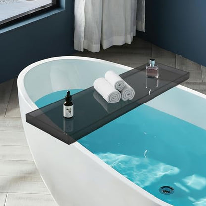 Acrylic Bathtub Tray, 29.9x7.9 Inch Bath Tray with 66lbs Capacity, 8mm Thick Spa Tub Shelf for Wine Book Tablet, Clear/Clear Black/Pure Black (Clear Black) - color: Clear Black