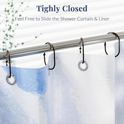 Bathway Shower Curtain Rings, Shower Curtain Hooks Bronze Curtain Rings 12 Pcs Anti-Drop Shower Rings for Curtain, Metal Shower Curtain Rings Rust Proof, Shower Hooks for Shower Curtain Rod - color: Bronze, style: Modern Oval