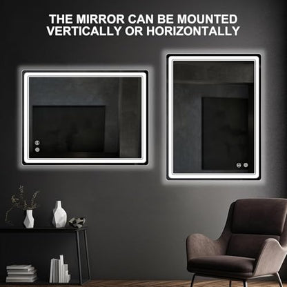 LED Bathroom Mirror with Lights, Anti-Fog, Dimmable, Lighted Bathroom Vanity Mirror for Wall, UL-Certified (28 x 20) - size: 28"L x 20"W