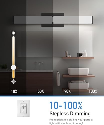 Modern Bathroom Light Fixtures Over Mirror 16 Inch(15.75"), 20W 2000 Lumen Dimmable Bathroom Vanity Light, 5CCT LED Vanity Light Bar, Black Vanity Lighting Fixtures with ETL Certified - size: 16IN 5CCT