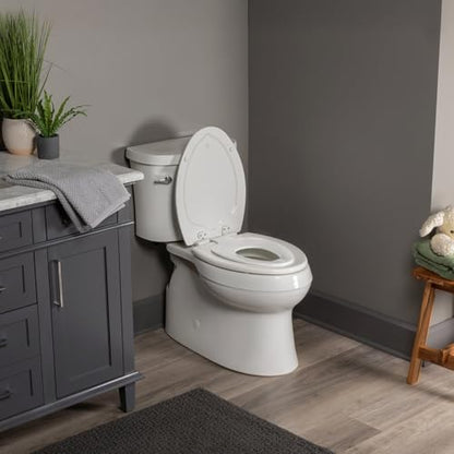 Mayfair NextStep Toilet Seat with Built-In Potty Training Seat, Slow-Close, Removable that will Never Loosen, ELONGATED, White - size: Elongated, style: 2-in-1 Toilet Seat