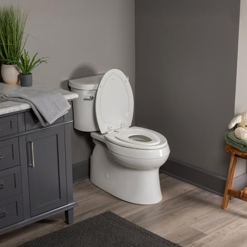 Mayfair NextStep Slow-Close Toilet Seat with Built-In Toddler Potty Training Seat, Removable, White, Round (Pack of 2) - size: Round (Pack of 2), style: 2-in-1 Toilet Seat