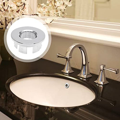 3 Pack Sink Overflow Ring, Chrome Brass Basin Drain Cover | Fits 22-25mm Overflow Hole, Tool-Free Flex Buckle Install, Anti-Aging Rust Proof, for Ceramic Bathroom Kitchen Sink - color: Chrome -- 3 Pack, style: Copper