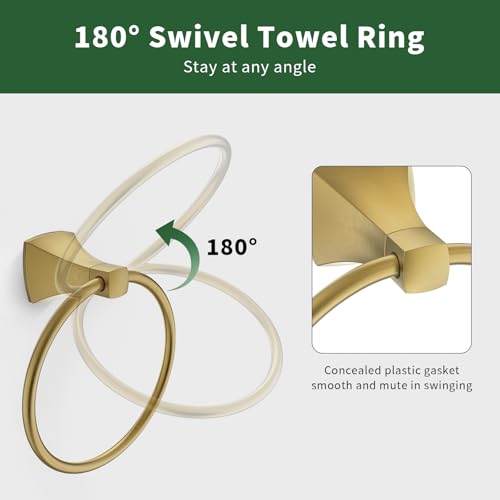 Hand Towel Holder for Bathroom Brushed Gold Towel Ring Stainless Steel and Zinc Alloy Towel Hanger Wall Mount for Bath, Kitchen - color: Brushed Gold