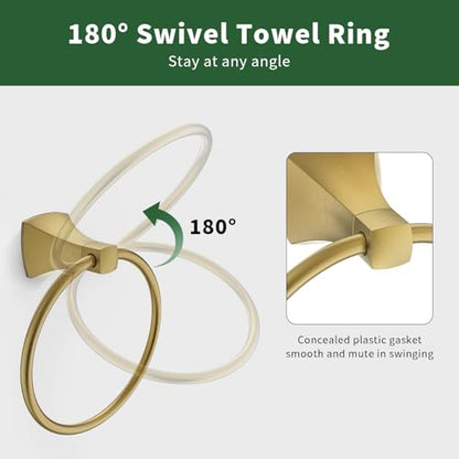 Hand Towel Holder for Bathroom Brushed Gold Towel Ring Stainless Steel and Zinc Alloy Towel Hanger Wall Mount for Bath, Kitchen - color: Brushed Gold