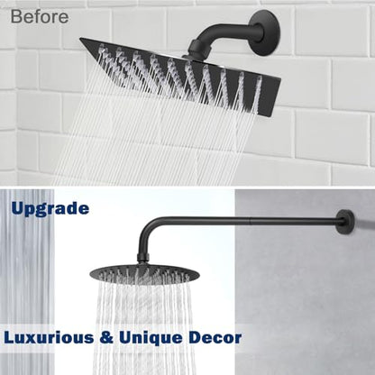 NearMoon Shower Arm, Extra Extension Arm with Flange, Stainless Steel Wall-Mounted Showerhead Extender Pipe (20 Inch, Matte Black) - color: Matte Black, style: 20 Inch